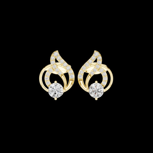 0.60 CT Bright Moissanite Round Cut Diamond Swirl Stud Earrings Modern Fine Jewelry Design