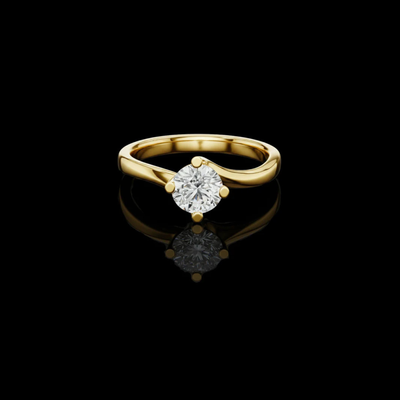 Round Cut Lab Diamond Swirl Band Engagement Ring