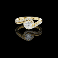 1.5 CT Elegant Round Cut Halo Swirl Ring with Moissanite Diamond Accents Twisted Band Luxury Design For H
