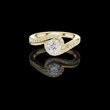 1.5 CT Elegant Round Cut Halo Swirl Ring with Moissanite Diamond Accents Twisted Band Luxury Design For H