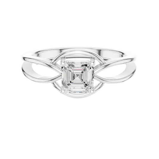 Asscher Cut Moissanite Infinity Twist Engagement Ring - view 3
