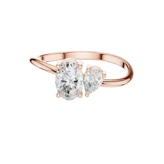 Oval and Pear Moissanite Toi et Moi Engagement Ring - view 2