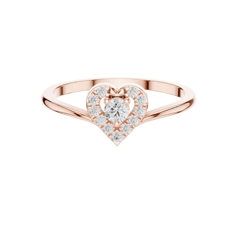 Heart Shaped Round Cut Lab Diamond Halo Engagement Ring - view 2