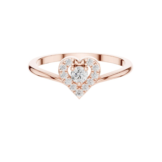 Heart Shaped Round Cut Moissanite Halo Engagement Ring - view 2
