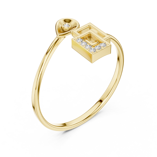 Geometric Drop Shape Ring in Brilliant Round Lab Diamond - view 2