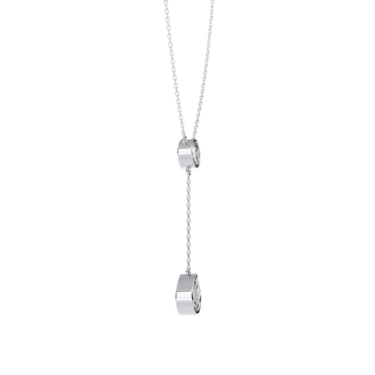 Bezel Set Round with Drop Pear Cut Necklace - view 2