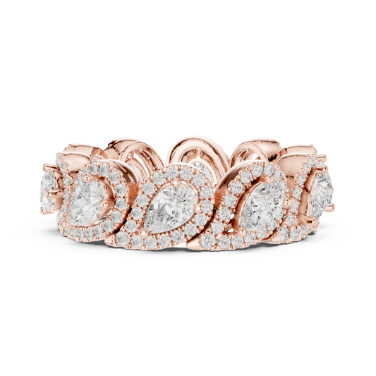 Pear Cut Halo Eternity Lab Diamond Statement Band Ring - view 2