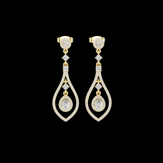 0.36 CT Starbound Teardrop Moissanite  Diamond Chandelier Drop Earrings For Quiet Days