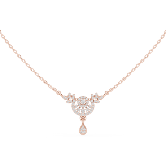 0.29 TCW Elegant Moissanite Diamond Crescent with Leaf Accents & Dangling Drop Pendant For Her