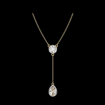 1.13 TCW The Eternal Bezel Glow Pear & Round Cut Lab Grown Diamond Drop Necklace For Loved One