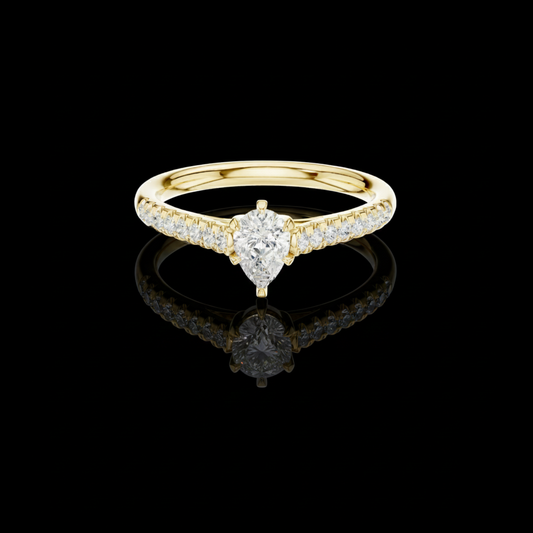 0.69 CT Dazzling Teardrop Lab Grown Diamond with Sparkling Pave Shank Classic Engagement Ring