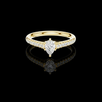 0.69 CT Dazzling Teardrop Moissanite Diamond with Sparkling Pave Shank Classic Engagement Ring