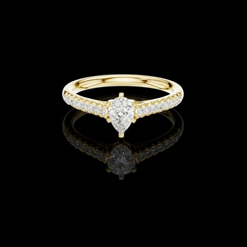 0.69 CT Dazzling Teardrop Moissanite Diamond with Sparkling Pave Shank Classic Engagement Ring