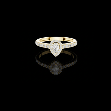 2.00 CT Sophisticated Pear Shaped Moissanite Diamond Halo Ring with Pave Diamond Band