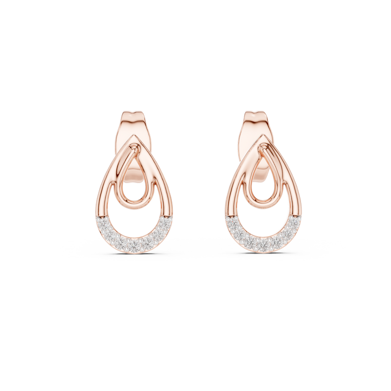 Interlinked Teardrop Loop Round Stud Earrings - view 2