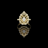 1.50 TCW Teardrop Royale Shaped With Round Lab Grown Diamond Ring with Halo Design
