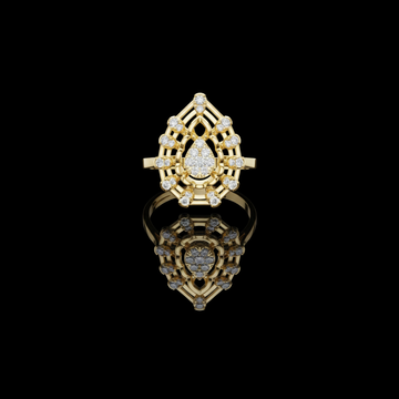 1.50 TCW Teardrop Royale Shaped With Round Lab Grown Diamond Ring with Halo Design