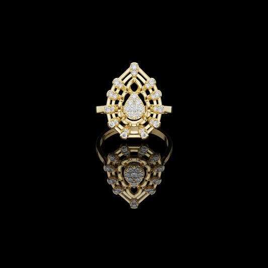 1.50 TCW Teardrop Royale Shaped With Round Moissanite Diamond Ring with Halo Design