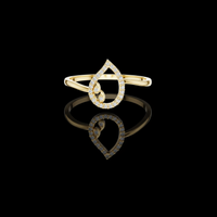 0.20 TCW Teardrop Shaped Open Halo Moissanite Ring with Pave Diamonds Delicate Dewdrop Design