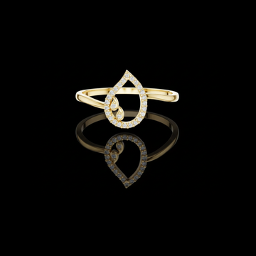 0.20 TCW Teardrop Shaped Open Halo Lab Grown Ring with Pave Diamonds Delicate Dewdrop Design