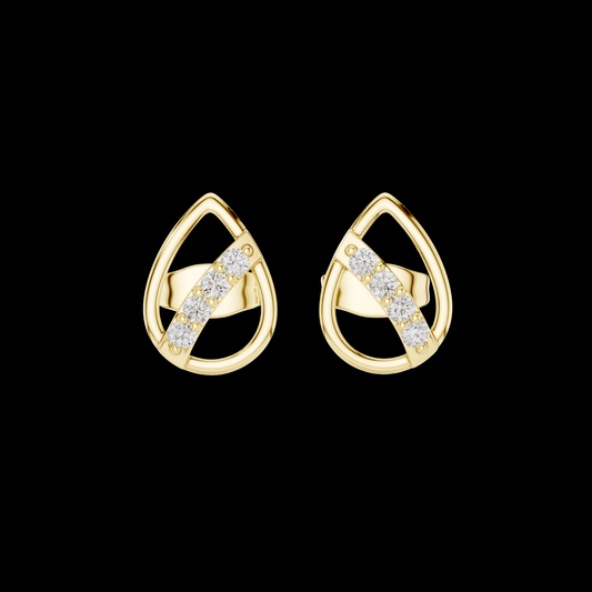 0.15 TCW Modern Teardrop Moissanite Diamond Stud Earrings with Brilliant Cut Accents