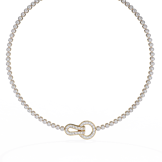 Pave Buckle Clasp Round Tennis Necklace - view 2