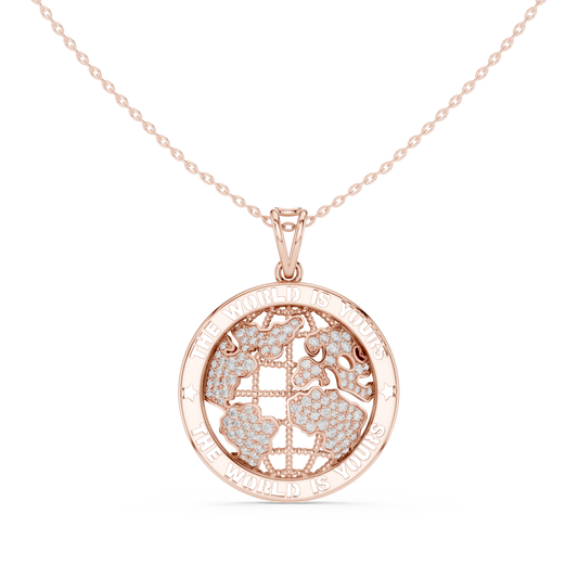 1.06 TCW Luxury Moissanite Diamond World Map “The World Is Yours” Luxury Globe Pendant Premium Unisex Jewelry