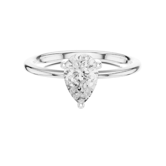 Pear Cut Moissanite Three Prong Solitaire Ring - view 3