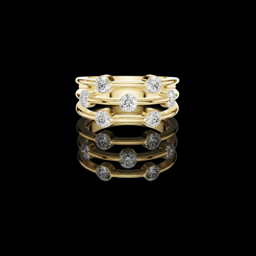 2.00 TCW Radiant Constellation Horizon Triple Row Bezel Set Moissanite Diamond Ring in Polished Gold