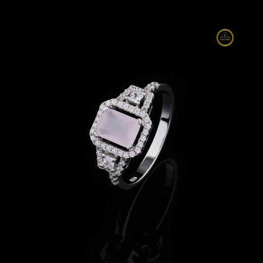 Emerald Cut Roseave Band Halo Lab Diamond Ring with Split Shank - view 2
