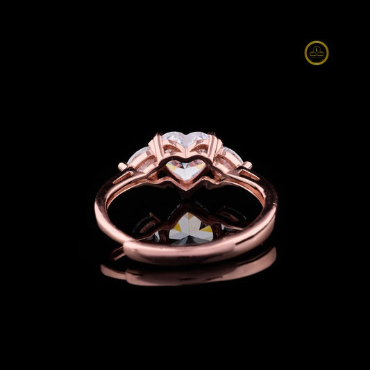 Heart Cut Moissanite Engagement Ring With Heart Side Stone - view 4