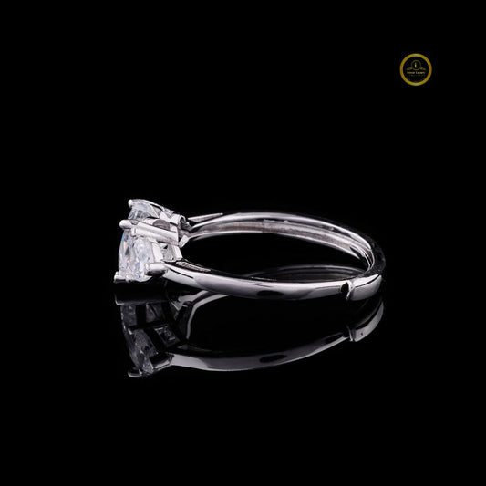 Three Stone Heart Cut Wedding Ring - view 3