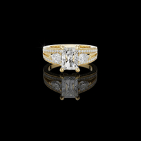 2.50 CT Opulent Radiant Cut Lab Grown Diamond Three Stone Bridal Ring Set with Pave Diamond Accents
