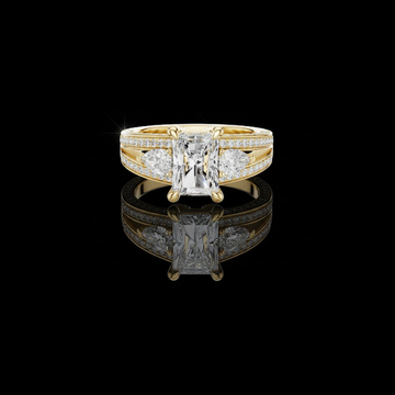 2.50 CT Opulent Radiant Cut Lab Grown Diamond Three Stone Bridal Ring Set with Pave Diamond Accents