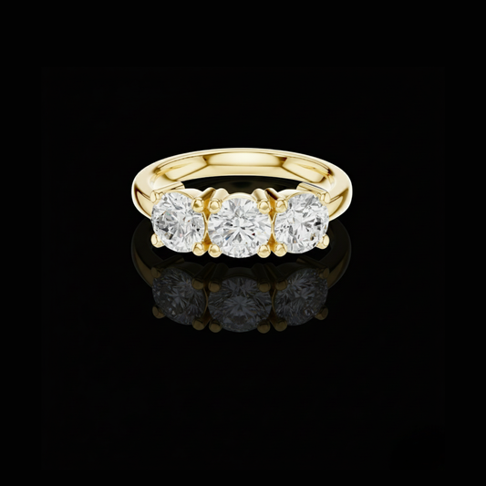 1.5 TCW Radiant Round Three Stone Moissanite Diamond Ring Classic Trilogy Design For Her