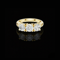1.50 CT Round Three Stone Moissanite Diamond Ring Classic Trilogy Design For Her