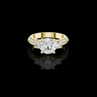2.00 CT Finely Crafted Three Stone Round Cut Lab Grown Diamond Ring with Pave Accents For Love