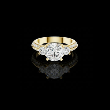 2.00 CT Finely Crafted Three Stone Round Cut Moissanite Diamond Ring with Pave Accents For Love