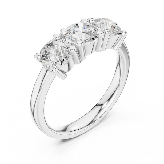 Round Brilliant Lab Diamond Three Stone Promise Rings - view 4
