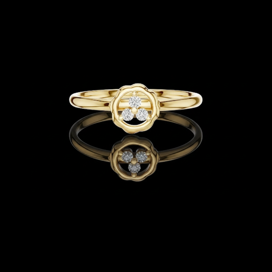 0.036 TCW Stunning Lab Grown Ring Featuring a Sparkling Trio Diamond Floral Motif for Her