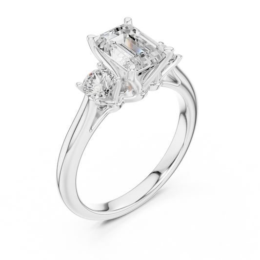 Emerald Cut Lab Diamond Ring with Round Side Stones - view 4