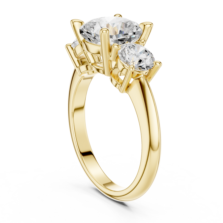 Three Stone Cushion Cut Lab Diamond Wedding Bridal Ring - view 2
