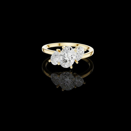 1.00 CT Luxury Moissanite Oval Three Stone Diamond Ring in Engagement Statement Jewelry
