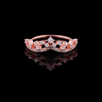 0.35 TCW Rose Gold Tiara-Inspired Lab Diamond Crown Ring Elegant Round Brilliant Cut Band for Royal-Inspired Fine Jewelry