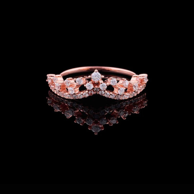 Colored Gemstone Chevron Round Cut Lab Diamond Anniversary Ring