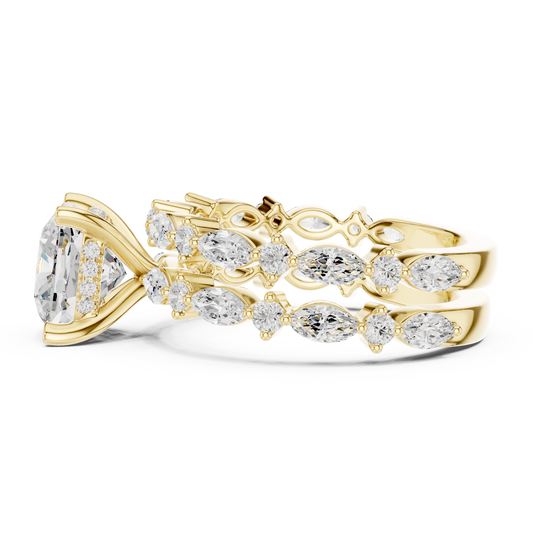 Cushion Cut Women's Nature Inspired Solitaire Ring Set - view 4