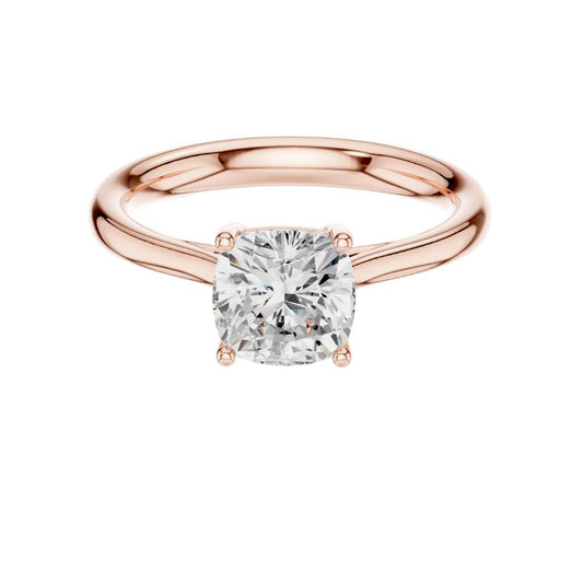 Cushion Cut Lab Diamond Solitaire Ring With Four Prong - view 2