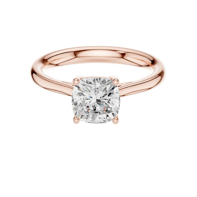 Cushion Cut Lab Diamond Solitaire Ring With Four Prong - view 2