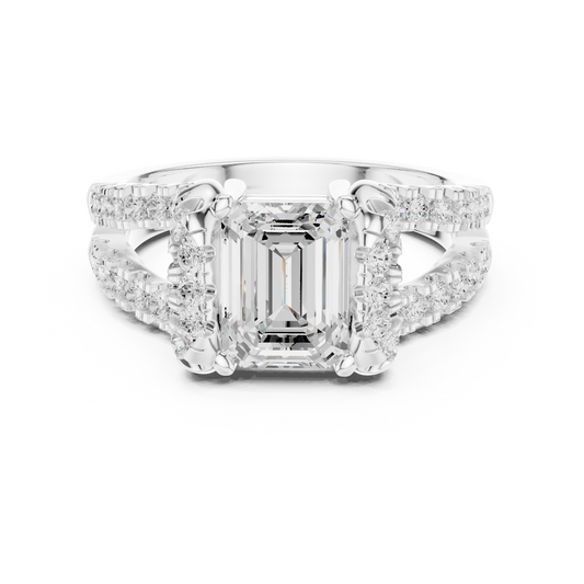 Emerald Cut Men's Architectural Pave Frame Wedding Ring - view 3