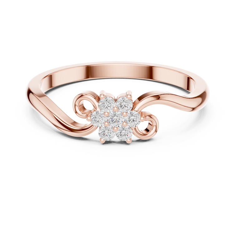 Round Moissanite Floral Swirl Delicate Ring - view 2
